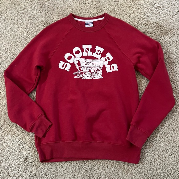 Charlie Hustle Brand Oklahoma Sooners Banner Crewneck Raglan Fleece Sweatshirt - Picture 2 of 8
